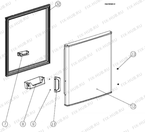 Взрыв-схема холодильника Electrolux ERB5000AOW - Схема узла Door 003